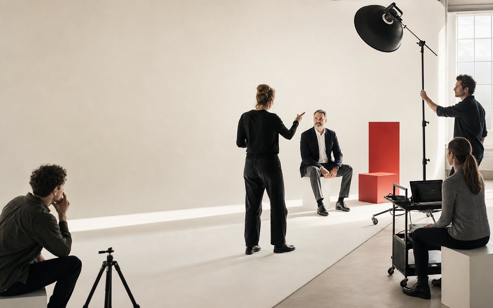 Produzione di un ritratto corporate nello studio Ottica Fina